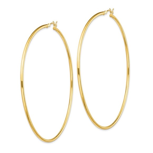 Sterling Silver Gold-Tone Polished 2x80mm Hoop Earrings - Picture 4 of 4